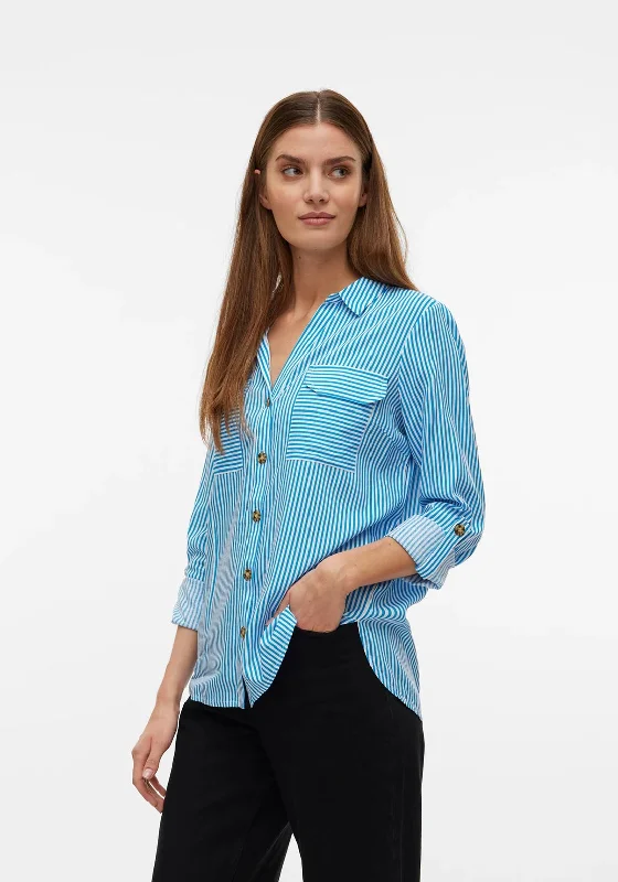 Performance ShirtsVero Moda Bumpy Striped Shirt, Ibiza Blue