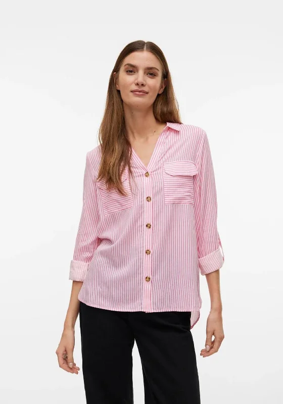 Outdoor ShirtsVero Moda Bumpy Striped Shirt, Pink Cosmos