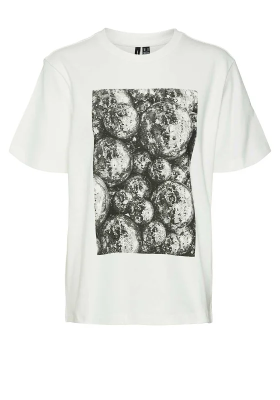 Work ShirtsVero Moda Ebru Dianne Disco Ball Graphic T Shirt, White