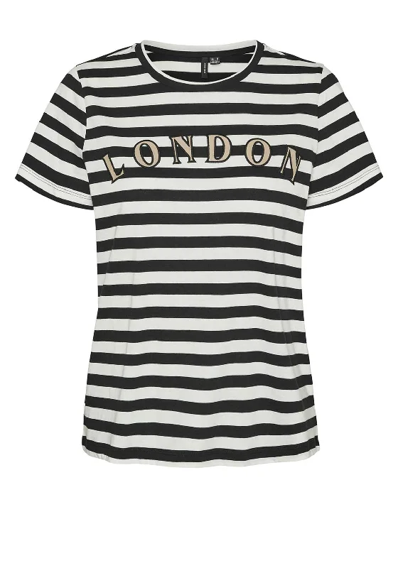 Retro ShirtsVero Moda Fira Francis London Striped T Shirt, Black