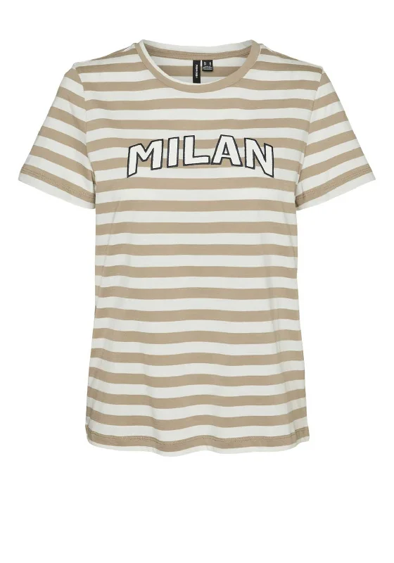 Band Merch ShirtsVero Moda Fira Francis Milan Striped T Shirt, Beige