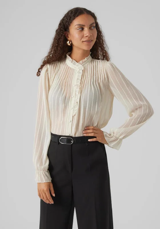 Recycled Fabric ShirtsVero Moda Gea Sheer Chiffon Shirt, Birch