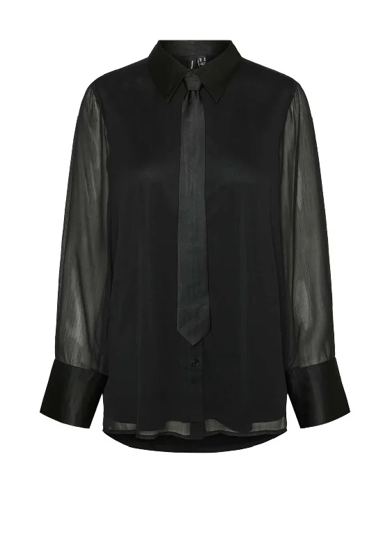 Wool ShirtsVero Moda Smilla Tie Shirt, Black