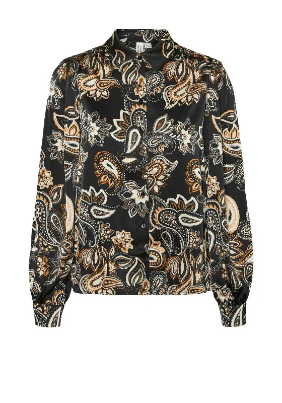 Hiking ShirtsVero Moda Thora Paisley Print Long Sleeve Shirt, Black