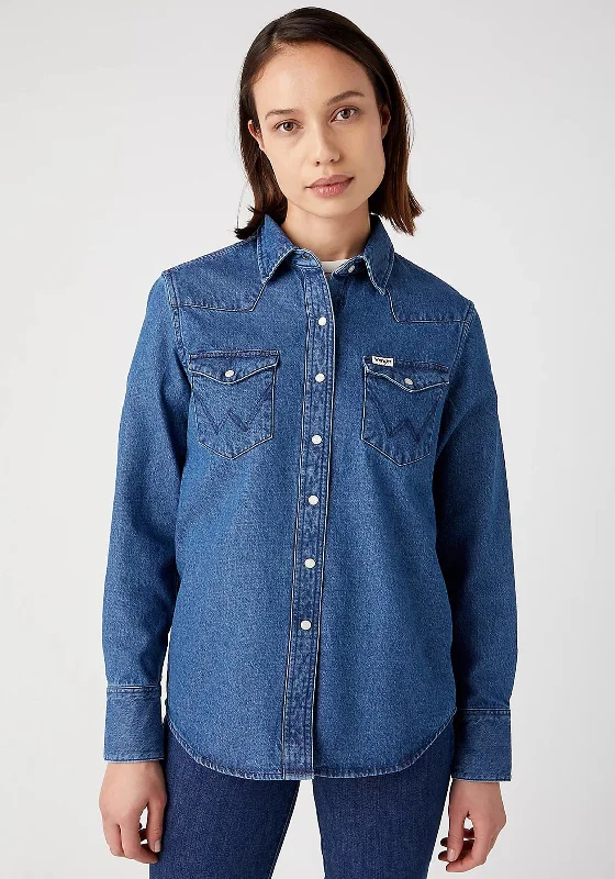 Velvet ShirtsWrangler Icons Western Denim Shirt, Mid Stone