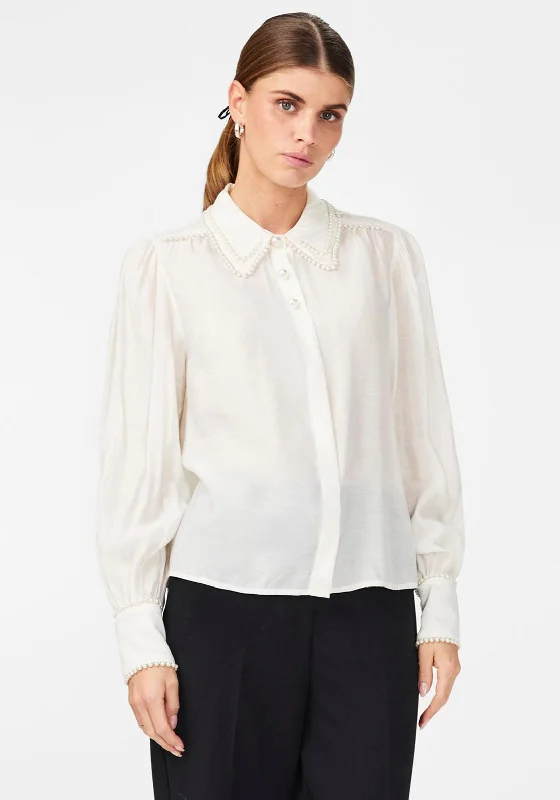 Cashmere ShirtsY.A.S Seline Crinkle Pearl Button Shirt, Star White