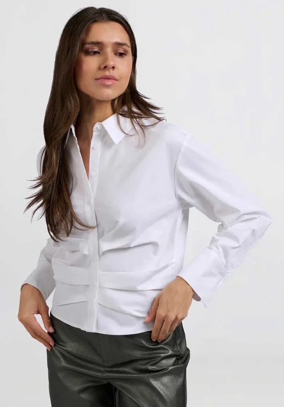 Floral ShirtsYaya Ruched Button Up Shirt, White