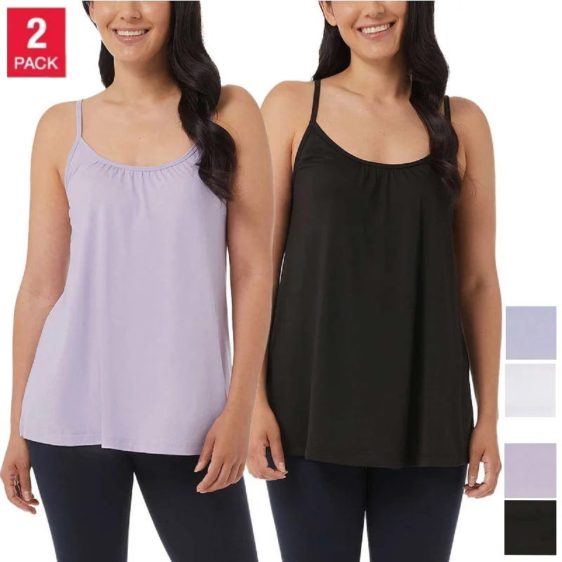 CamisolePegasus32 Degrees Women's  2-Pack Wire Free Built-in Bra Stretch Top Relaxed Fit Camisole