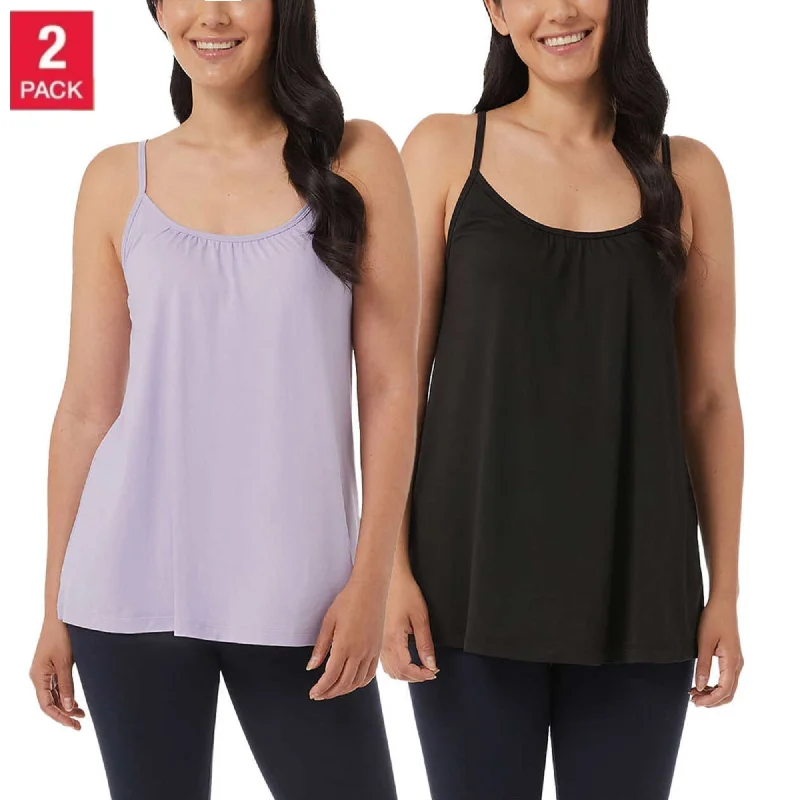 CamisoleGriffin32 Degrees Women's  2-Pack Wire Free Built-in Bra Stretch Top Relaxed Fit Camisole