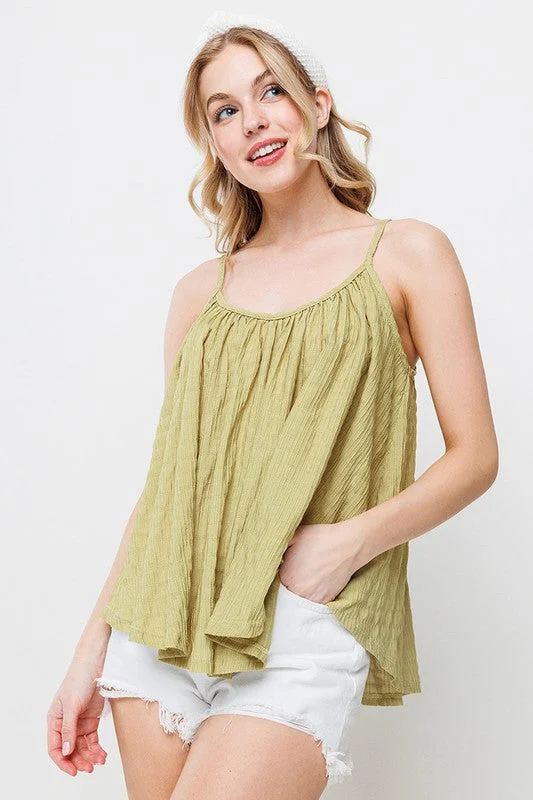 CamisoleVoyagerKIWI SHIRRED PLEATED CAMI TOP TJ10572SC