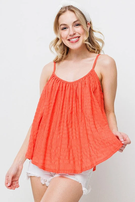 CamisoleExplorerTOMATO SHIRRED PLEATED CAMI TOP TJ10572SC