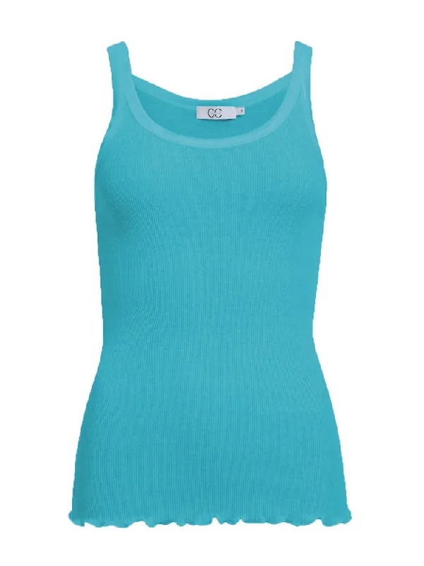 CamisoleLeviathanCC Heart Poppy Silk Camisole Aqua Blue