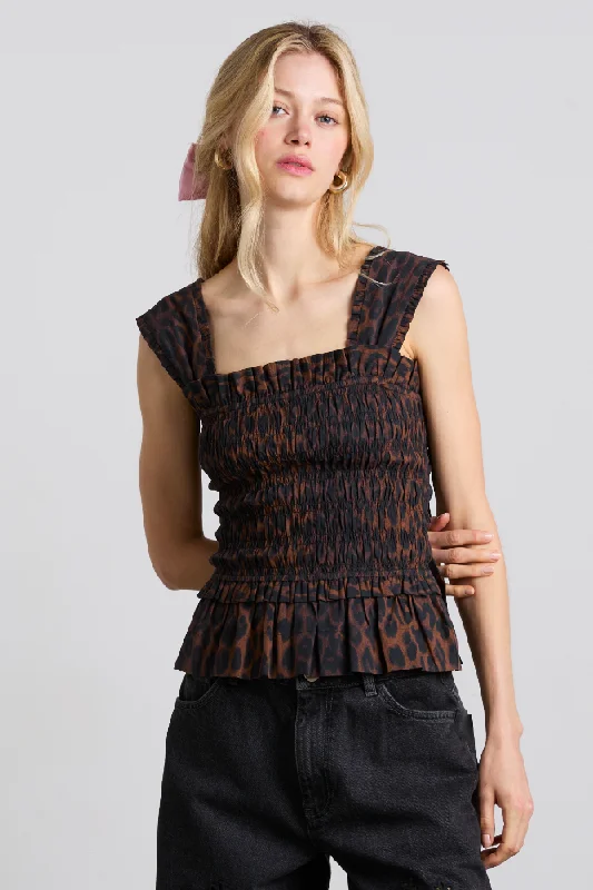 CamisolePearltish shirred cami - dark leopard