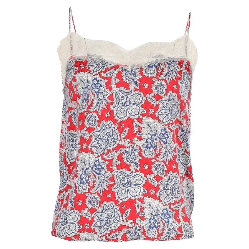 CamisoleTideEtro Printed Lace-Trim Camisole in Multicolor Silk