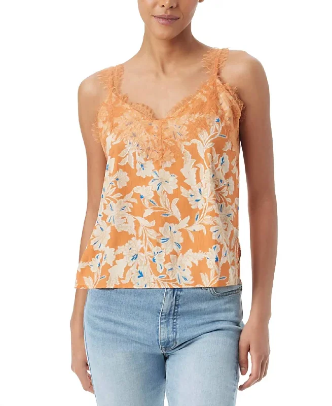 CamisoleAquaPalmer Lace-Trim Camisole Top In Apricot Orange