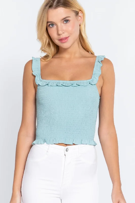 CamisoleVoyagerSmocking Ruffle Cami Woven Top