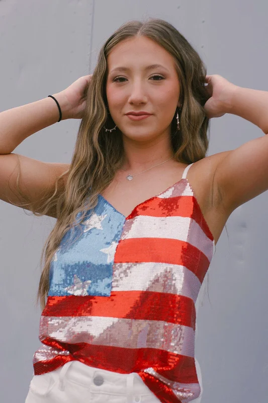 CamisoleMarineAmerican Flag Sequin Cami