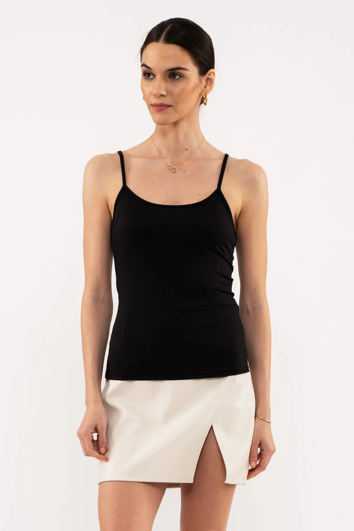 CamisolePlusBlu pepper Solid Cami With Adjustable Straps In Black