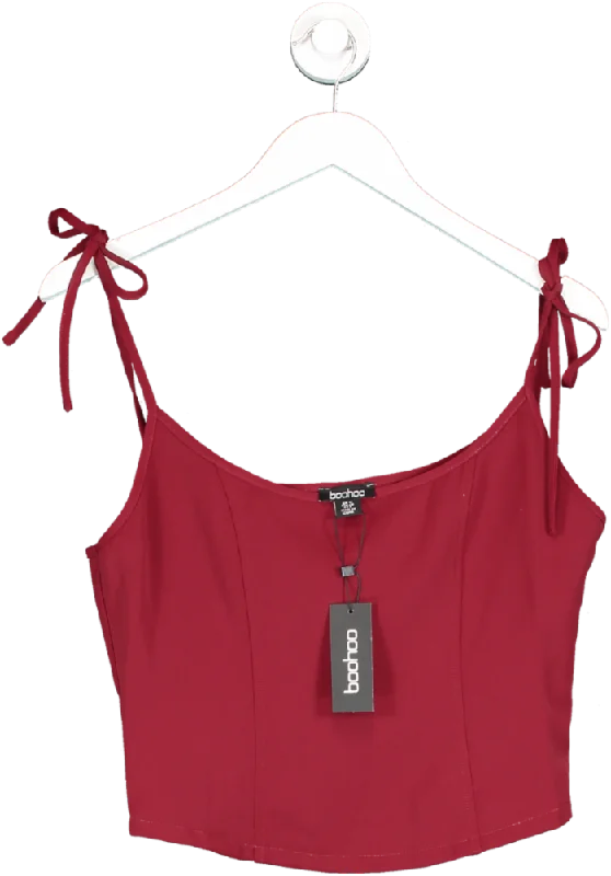 CamisoleBlazeboohoo Red Tie Shoulder Seam Detail Cami UK 12