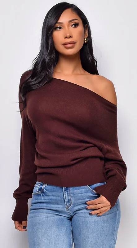 CamisoleUnicornCamille Off Shoulder Sweater Top - Brown