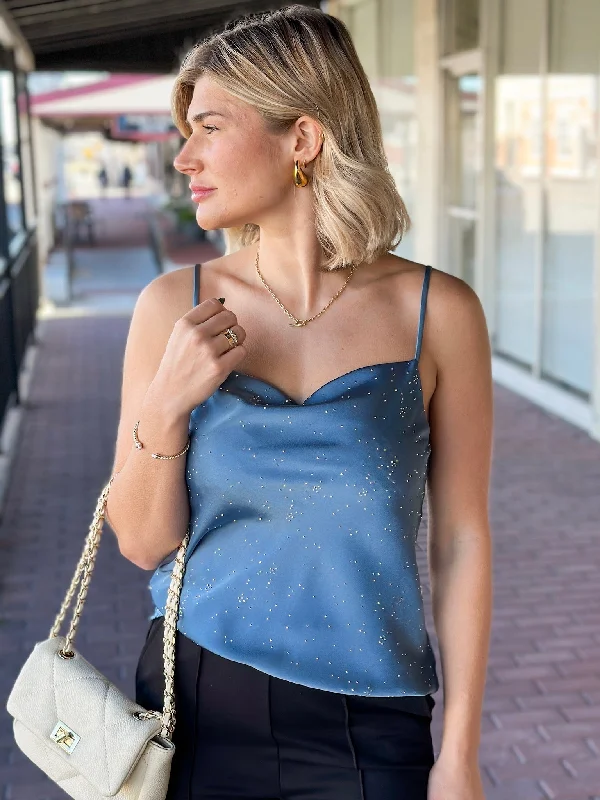 CamisoleStrataShimmery Chic Cami Top - Dusty Blue